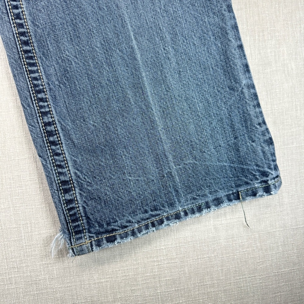 MEK Denim Mazatlan Jeans Mens 40 Blue Bootcut Distressed Embroidered Button Fly - Picture 12 of 16